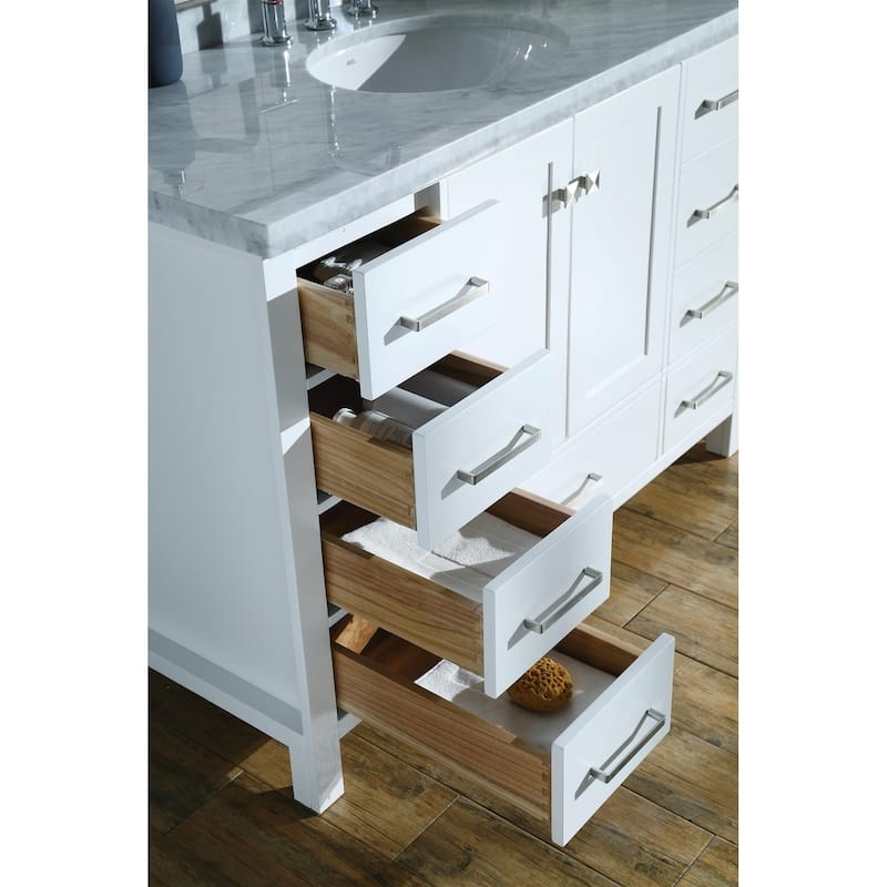Ariel Cambridge 55" Single Rectangle Sink Vanity Set In White