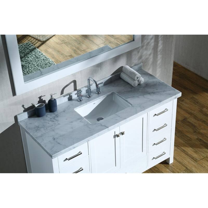 Ariel Cambridge 55" Single Rectangle Sink Vanity Set In White