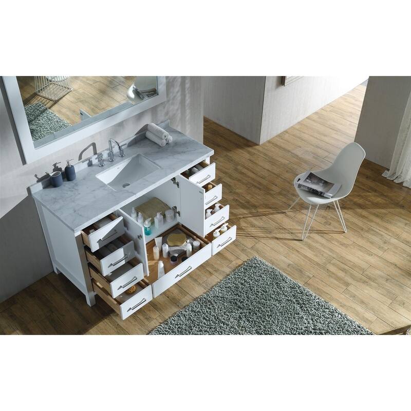 Ariel Cambridge 55" Single Rectangle Sink Vanity Set In White