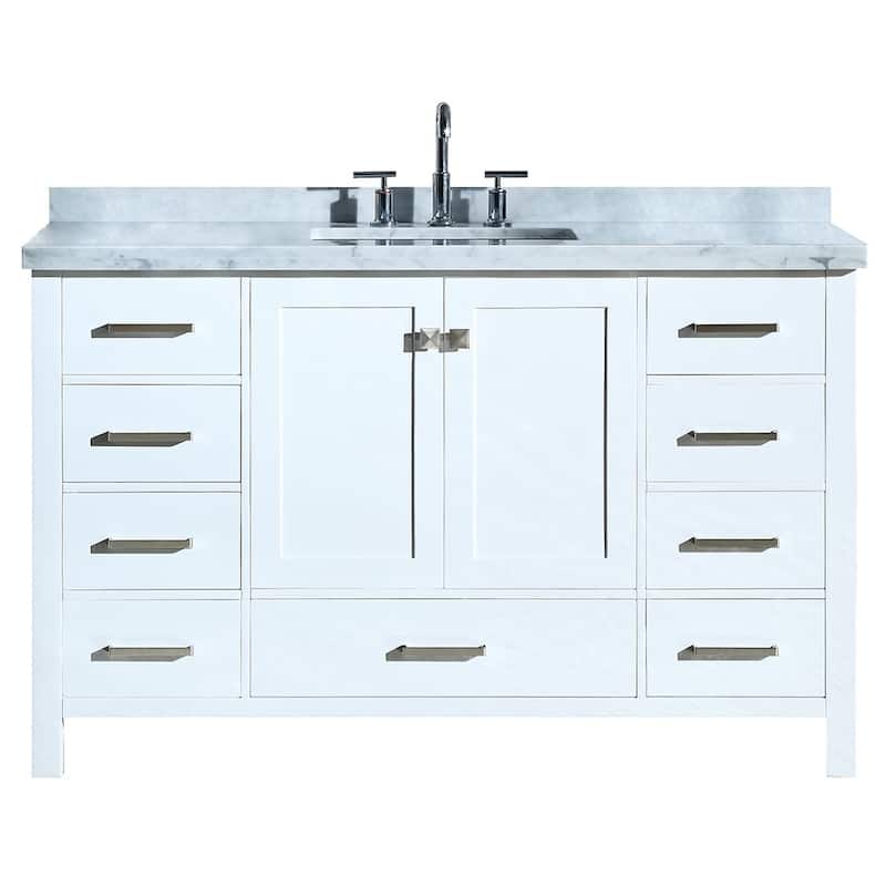 Ariel Cambridge 55" Single Rectangle Sink Vanity Set In White