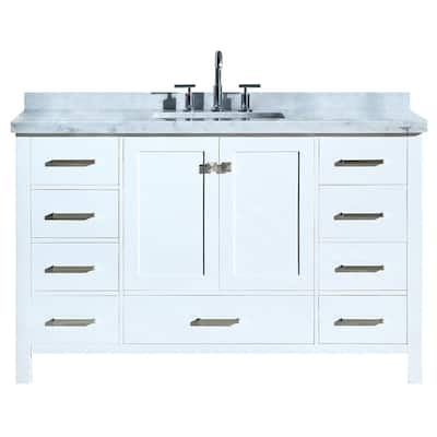 Ariel Cambridge 55" Single Rectangle Sink Vanity Set In White
