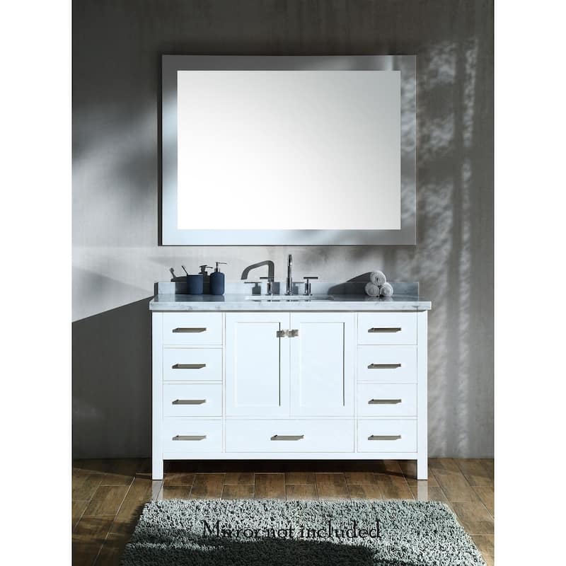 Ariel Cambridge 55" Single Rectangle Sink Vanity Set In White