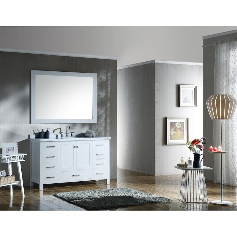 Ariel Cambridge 55" Single Rectangle Sink Vanity Set In White