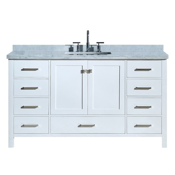 Ariel Cambridge 61" Single Rectangle Sink Vanity Set In White