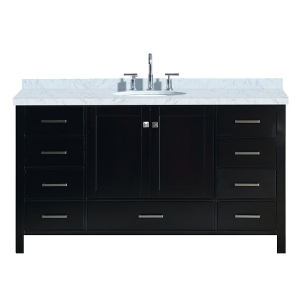 Ariel Cambridge 61" Single Oval Sink Vanity Set In Espresso