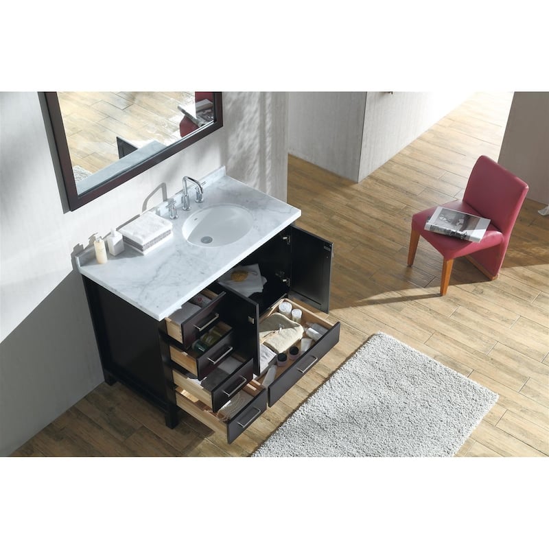 Ariel Cambridge 43" Right Offset Single Oval Sink Vanity Set in Espresso