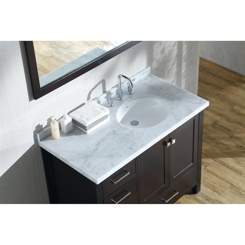 Ariel Cambridge 43" Right Offset Single Oval Sink Vanity Set in Espresso