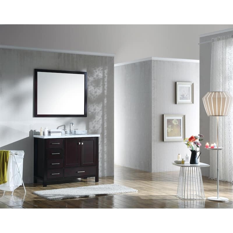 Ariel Cambridge 43" Right Offset Single Oval Sink Vanity Set in Espresso