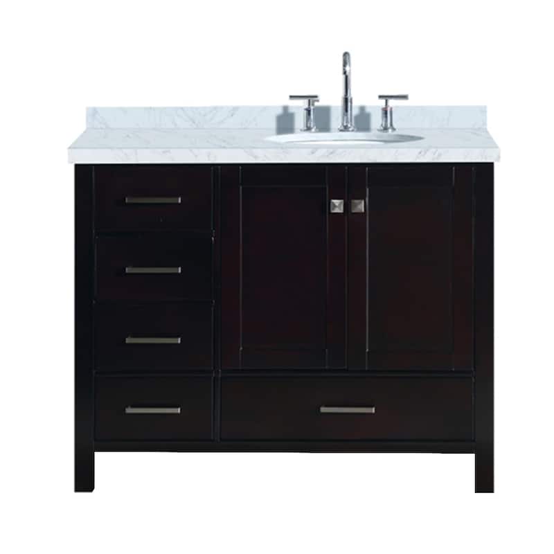 Ariel Cambridge 43" Right Offset Single Oval Sink Vanity Set in Espresso
