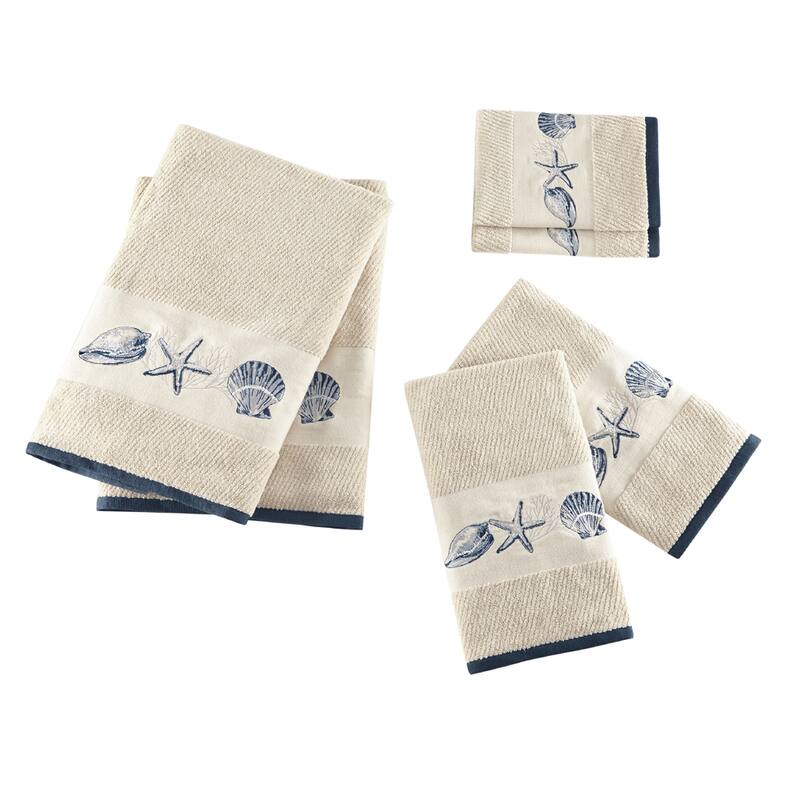Madison Park Nantucket Blue Embroidered Cotton Jacquard 6-piece Towel Set