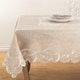 preview thumbnail 1 of 1, Embroidered Scallop Design Natural Linen Blend Tablecloth