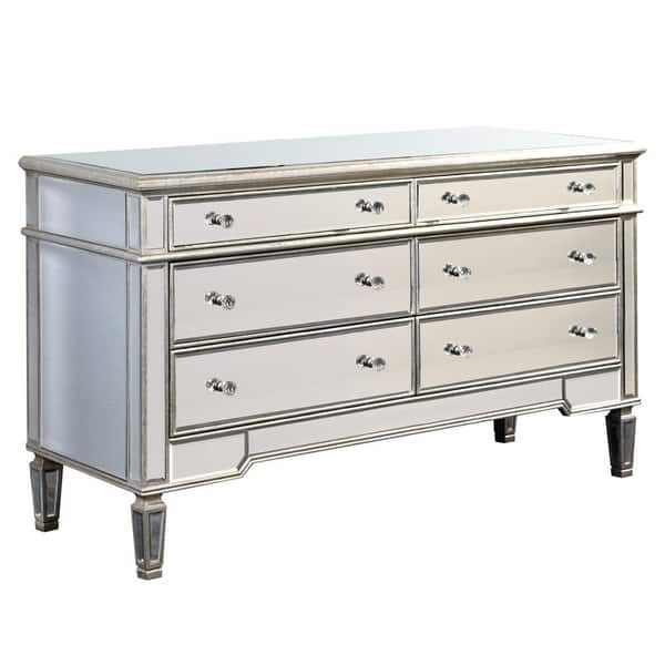 silver leaf dresser 6 Drawer Dresser 60 in. x 20 in. x 34 in. in Silver Leaf - Bed Bath &  Beyond