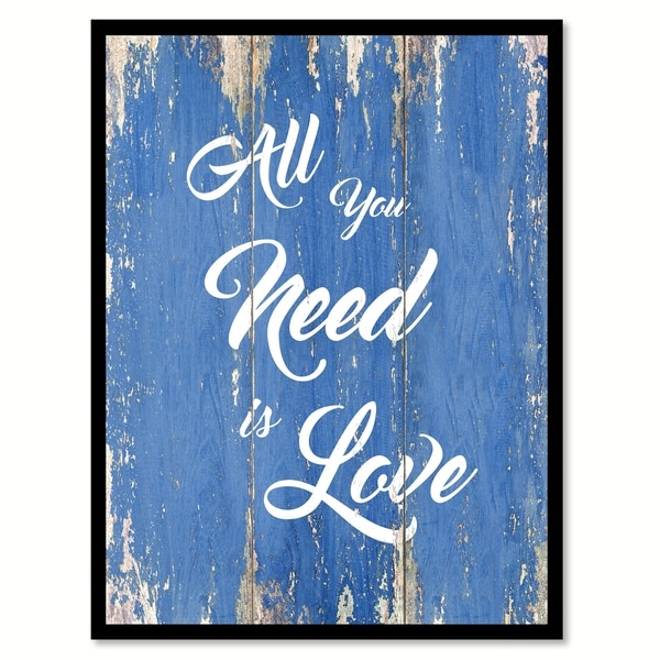 all you need is love happy love quote saying canvas print picture frame