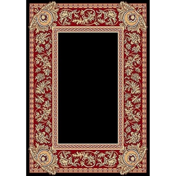 Cambridge Traditional Border Black/Red Area Rug - 5'3" x 7'6"