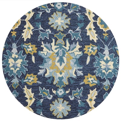 Alexander Home Valentina Hand-hooked Floral Ocean Area Rug