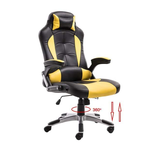 Shop Black Yellow Adjusting Headrest High Back Pu Leather Racing