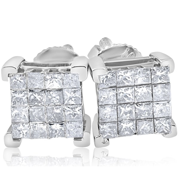 1/2 ct Diamond Cluster Stud Earrings in 10K White Gold
