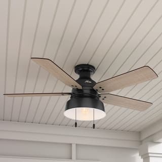 Ceiling Fans For Less Hunter Mill Valley Low Prof 52 Matte Blk W 5 Wlnt Md