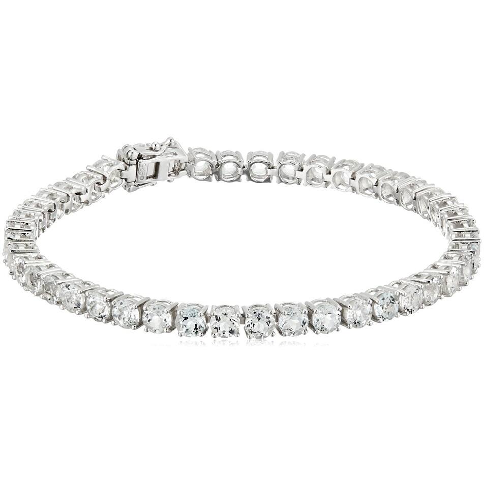 Sterling Silver White Topaz Round Tennis Bracelet, 7.25"