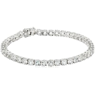 Sterling Silver White Topaz Round Tennis Bracelet, 7.25"