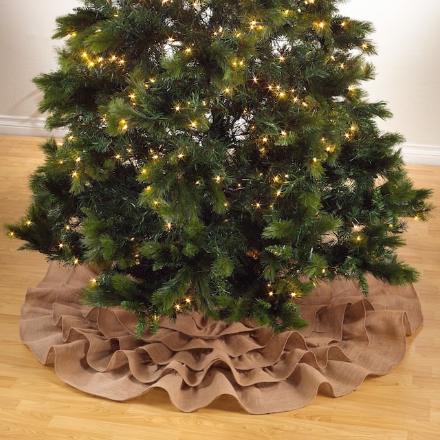 Ruffled Jute Christmas Tree Skirt - Natural - 56"