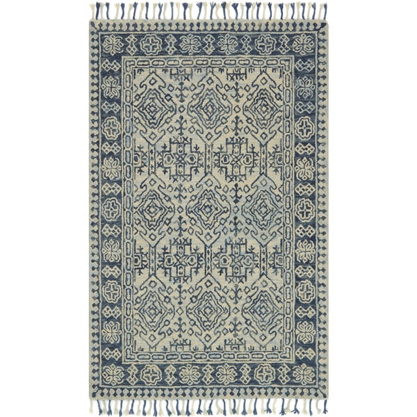 Hand Hooked Grey Blue Traditional Wool Area Rug With Fringe Hand Hooked Grey Blue Traditional Wool Area Rug With Fringe 9 3 X 13 On Free Shipping Today 18003033