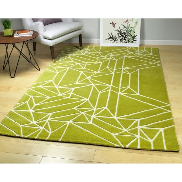 Hand-Tufted Zen Lime Green Wool Rug - 3'6" x 5'3"