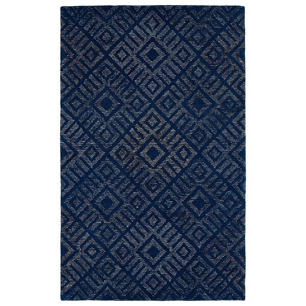 Hand-Tufted Homa Blue Wool Rug - 3'6" x 5'6"