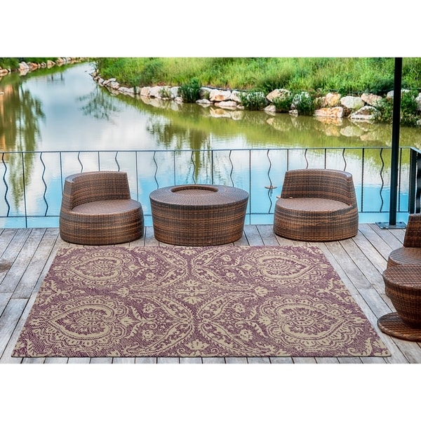 Indoor/Outdoor Hand-Tufted Robinson Purple Polyester Rug - 4' x 6'