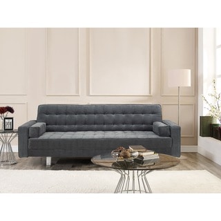 Serta Rivera Grey Fabric/Wood Convertible Sofa