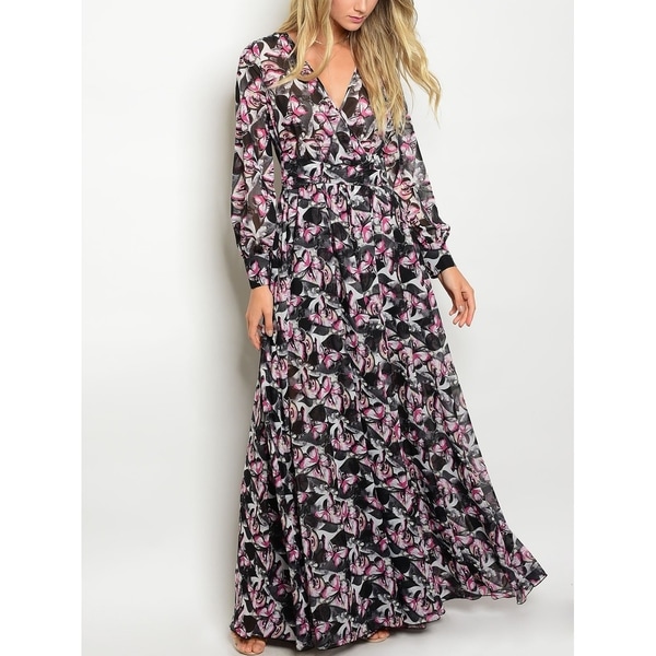 Long Sleeve Chiffon Maxi Dress