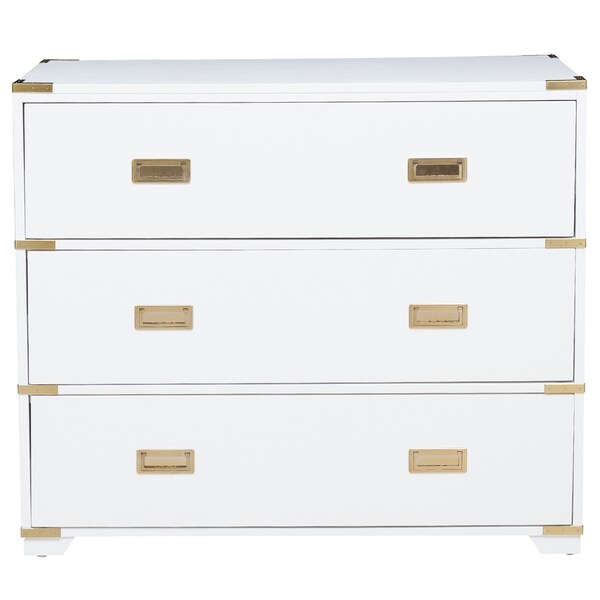 White Campaign Style Drawer Chest