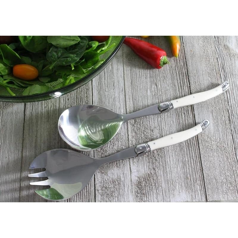 French Home 2 Piece Laguiole Faux Ivory Salad Servers