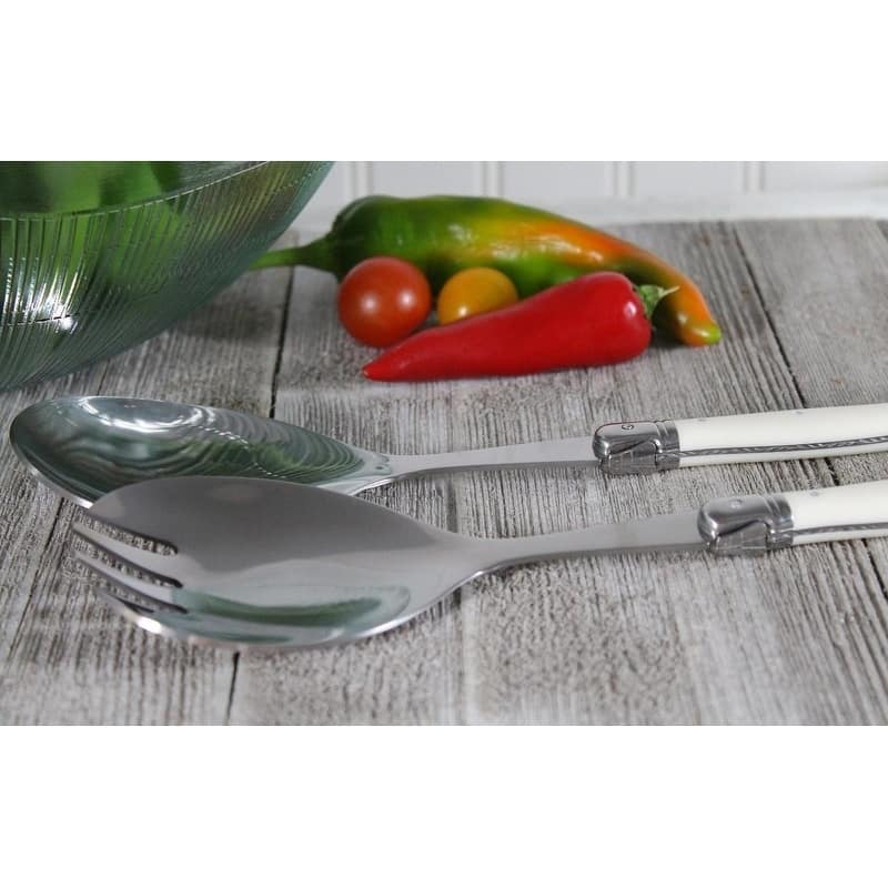 French Home 2 Piece Laguiole Faux Ivory Salad Servers