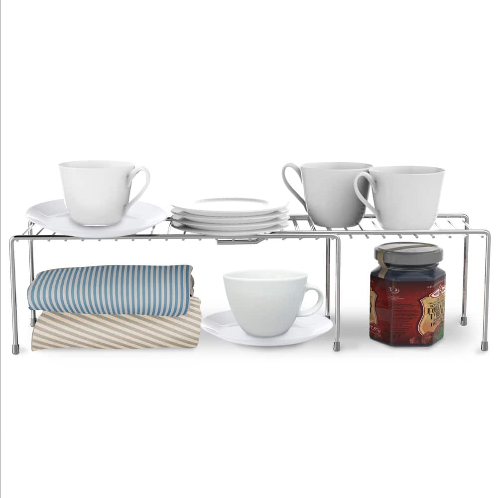 Adjustable Shelf Organizer - Expandable Storage Rack by Classic Cuisine (Chrome)