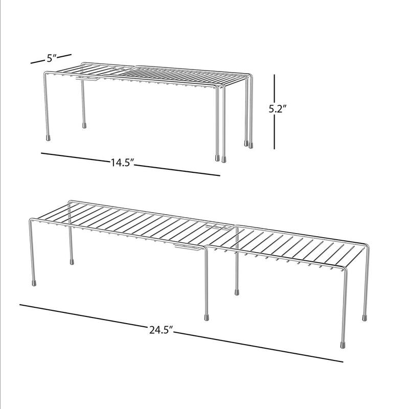 Adjustable Shelf Organizer - Expandable Storage Rack by Classic Cuisine (Chrome)