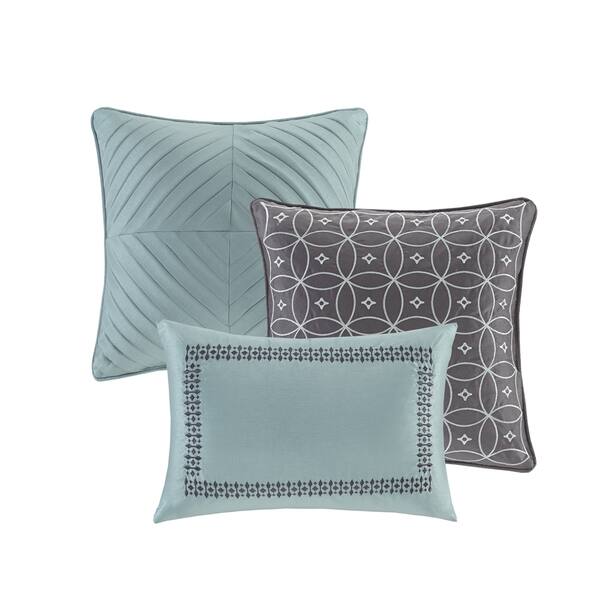 Shop Madison Park Axel Aqua 7 Pieces Jacquard Comforter Set Free