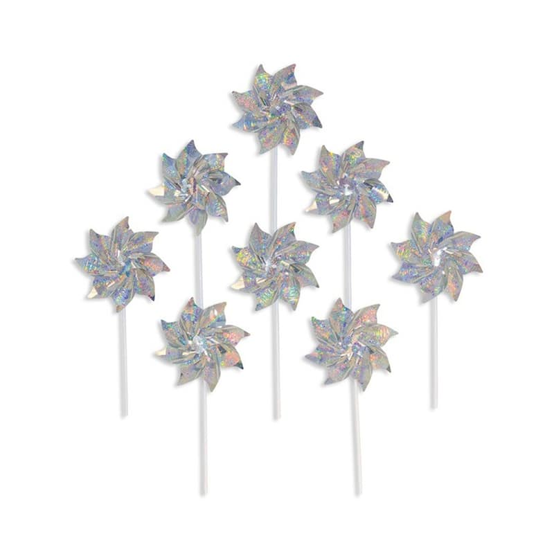 Silver 16 inch Sparkle Pinwheels (8pc Set) Patio Decor