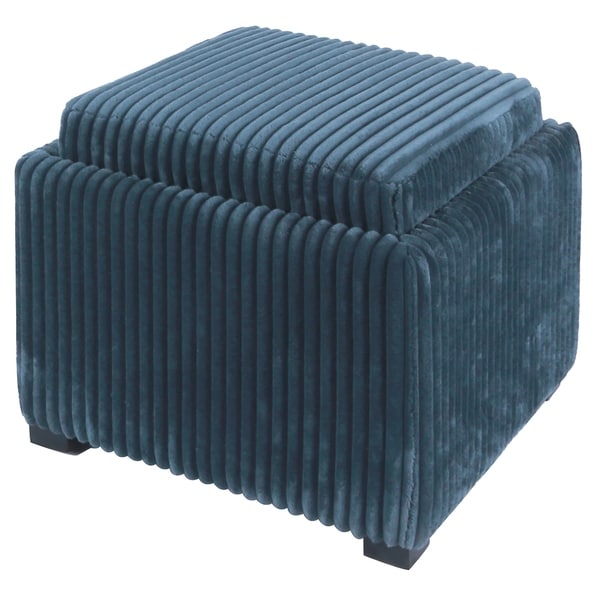 blue ottoman with tray