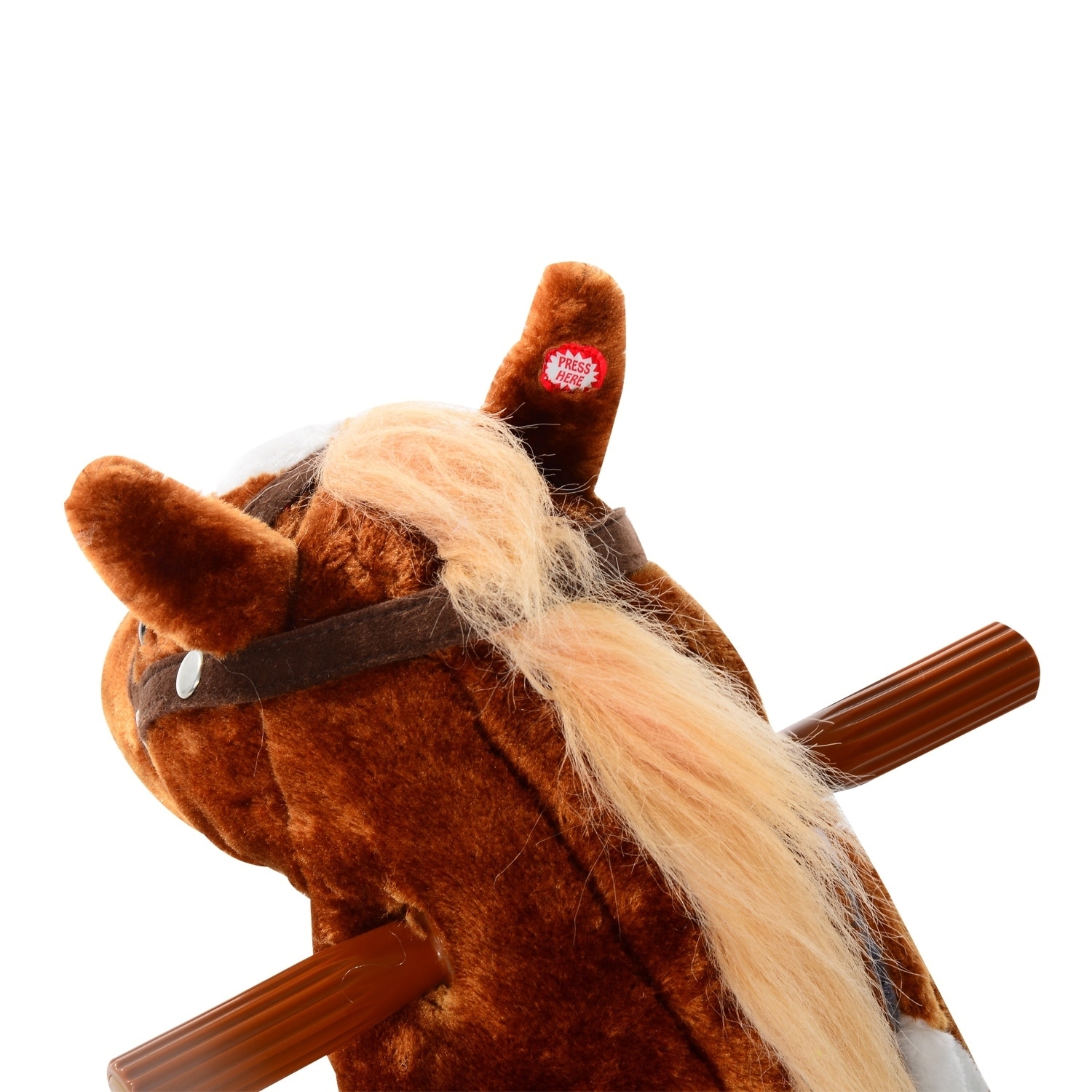 qaba kids plush wheeled ride on walking horse