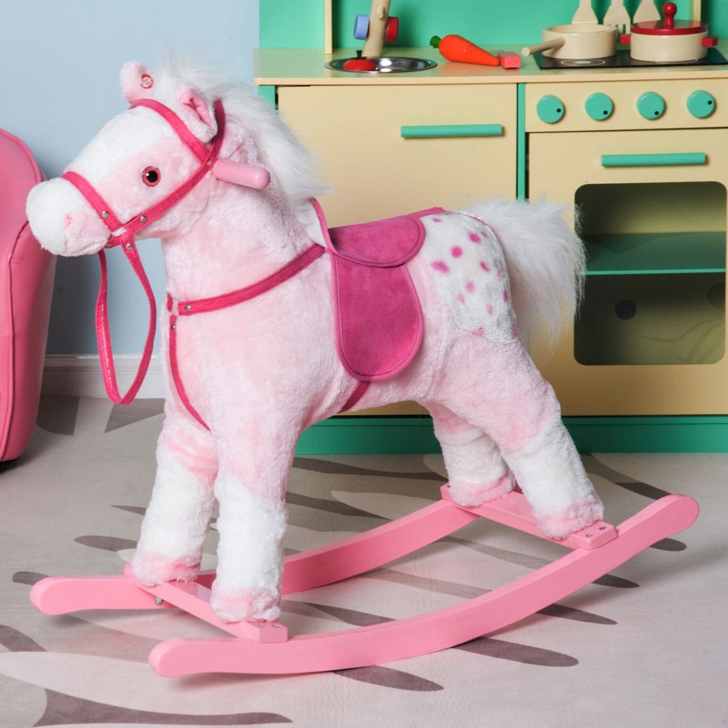 pink plush rocking horse