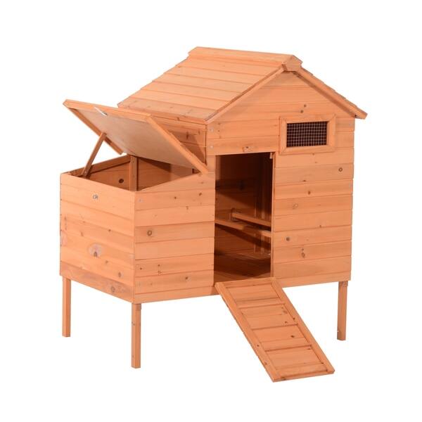 Shop Pawhut Outdoor Raised Leg Hen House Chicken Coop Light Brown