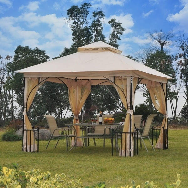 Shop Outsunny 10' x 10' Steel Outdoor Garden Gazebo Canopy with Mesh