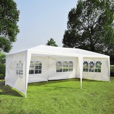 Outsunny Gazebo Canopy Tent with 4 Removable Window Side Walls