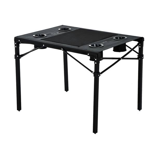 Shop Outsunny Folding Camping Table With Cup Holders Overstock 18004853