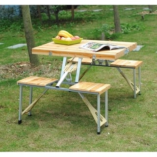 Outsunny 4 Person Wooden Folding Suitcase Picnic Table Outsunny 4 Person Wooden Folding Suitcase Picnic Table