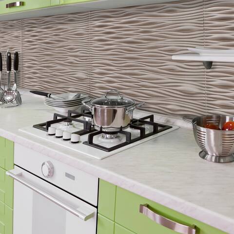 Innovera Decor by Palram Wilderness Brushed Nickel 18.5-in. x 24.3-in. Backsplash Panel (6 pcs)