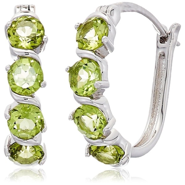 Pinctore Sterling Silver Peridot Hoop Earrings 1 Green On Pinctore Sterling Silver Peridot Hoop Earrings 1 Green
