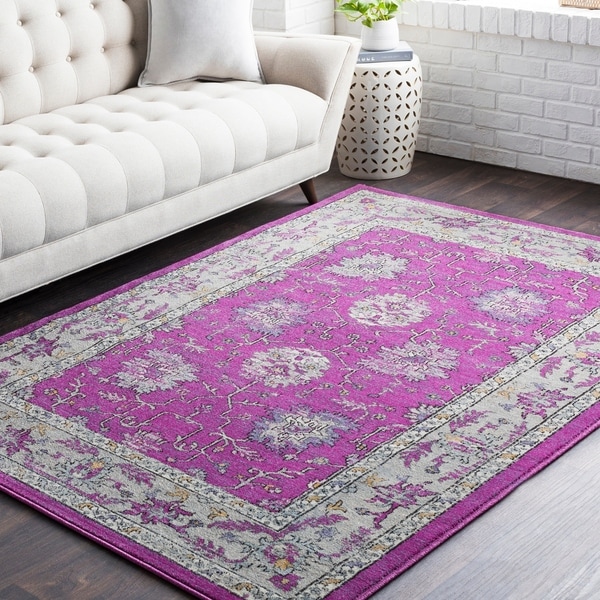 Huavied Traditional Oriental Bright Purple Area Rug - 5'3" x 7'6"