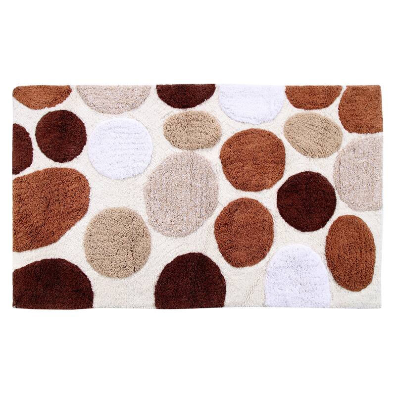 Bath Rug Cotton Non-Skid Backing Multicolor Pebble Stone - 30 x 50 - Brown/Beige